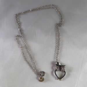 Black and white rhinestone owl necklace